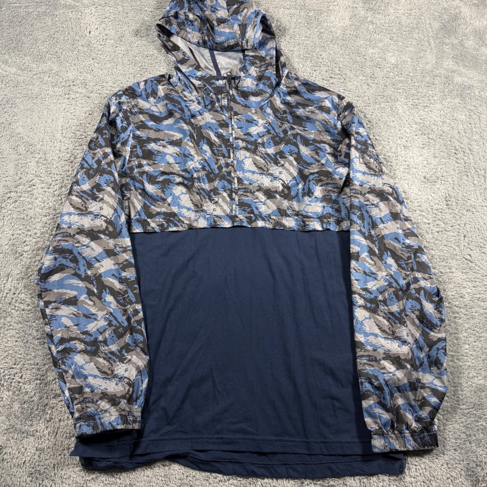 Under Armour Sportstyle Anorak Blue Tiger Camo Hoodie Windbreaker Jacket Size XL